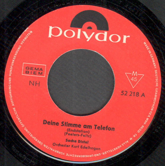 Sacha Distel - Deine Stimme Am Telefon (Endstation) Vinyl Singles
