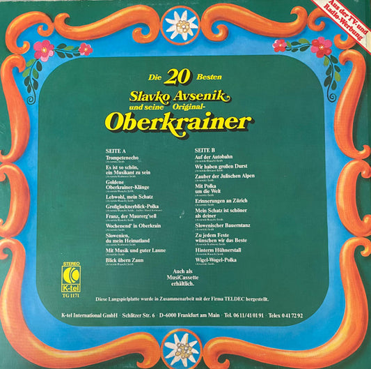Slavko Avsenik Und Seine Original Oberkrainer - Die 20 Besten (LP) 52349 Vinyl LP Vinyl Zeer Goed / Hoesje Goed "VINYLSINGLES.NL"