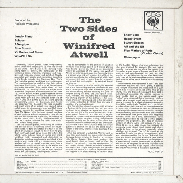 Winifred Atwell - The Two Sides Of Winifred Atwell (LP) Vinyl LP Vinyl Very Good (VG) <br> Hoes Good Plus (G+)