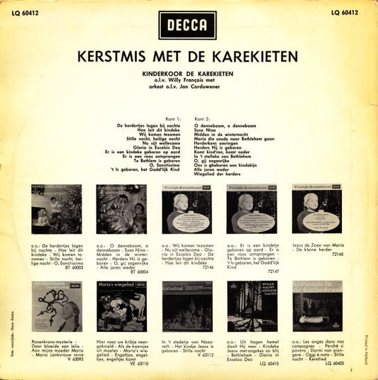Kinderkoor De Karekieten - Kerstliedjes (10") Vinyl LP 10" Vinyl Zeer Goed / Hoesje Goed "VINYLSINGLES.NL"