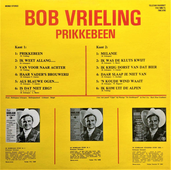 Bob Vrieling - Prikkebeen (LP) Vinyl LP Vinyl Very Good (VG) <br> Hoes Good Plus (G+)