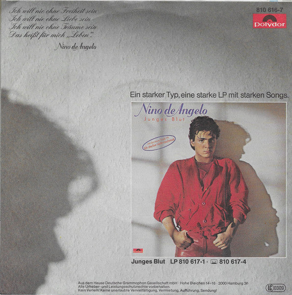 Nino De Angelo - Ich Sterbe Nicht Nochmal Vinyl Singles Vinyl Very Good (VG) <br> Hoes Good Plus (G+)