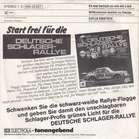 Katja Ebstein - Es War Beinah So Wie Ein Lied Vinyl Singles Media VG+ / Sleeve G+