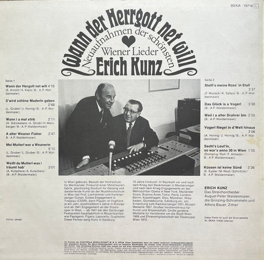 Erich Kunz - Wann Der Herrgott Net Will (LP) Vinyl LP Vinyl Zeer Goed / Hoesje Goed "VINYLSINGLES.NL"