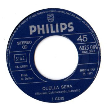 Gens - Cara Amica Mia Vinyl Singles Vinyl Very Good (VG) <br> Hoes Good Plus (G+)