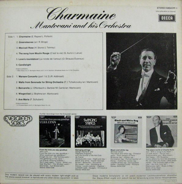 Mantovani And His Orchestra - Charmaine (LP) Vinyl LP Vinyl Very Good (VG) <br> Hoes Good Plus (G+)
