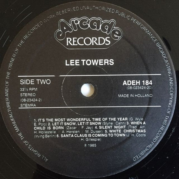Lee Towers - Merry Christmas (LP) Vinyl LP Vinyl Very Good (VG) <br> Hoes Good Plus (G+)