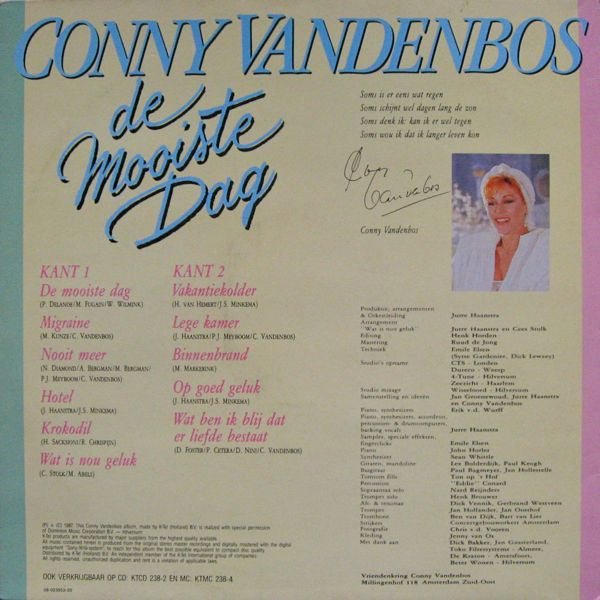 Conny Vandenbos - De Mooiste Dag (LP) Vinyl LP Vinyl Very Good (VG) <br> Hoes Good Plus (G+)