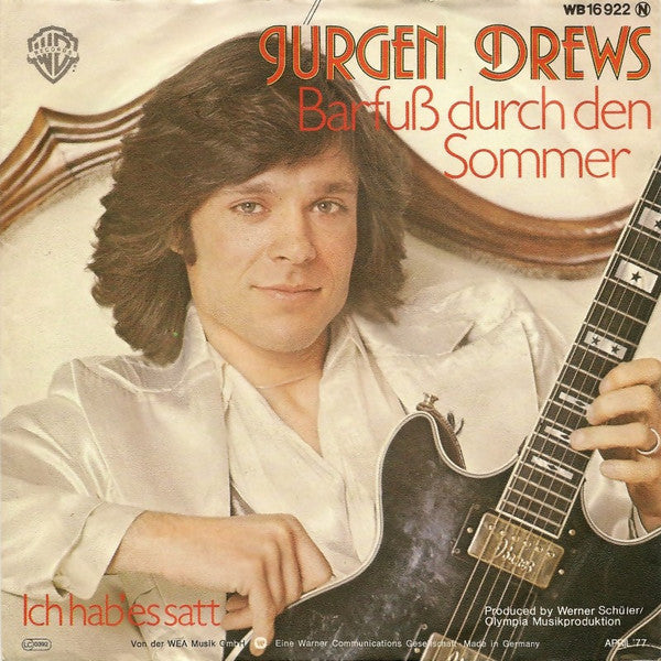 Jürgen Drews - Barfuß Durch Den Sommer Vinyl Singles Vinyl Very Good (VG) <br> Hoes Good Plus (G+)