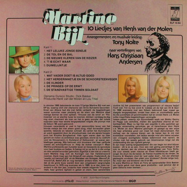 Martine Bijl - Zingt Andersen (LP) Vinyl LP Vinyl Very Good (VG) <br> Hoes Good Plus (G+)
