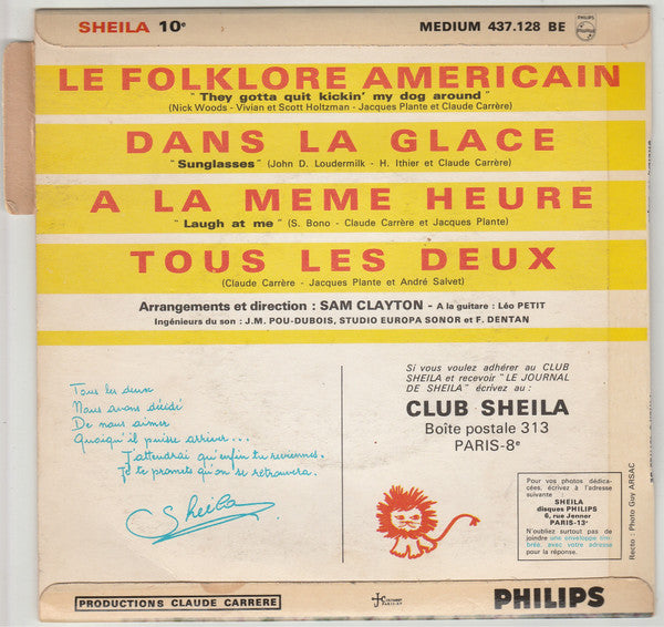 Sheila - Tous Les Deux Vinyl Singles EP Vinyl Very Good (VG) <br> Hoes Good Plus (G+)
