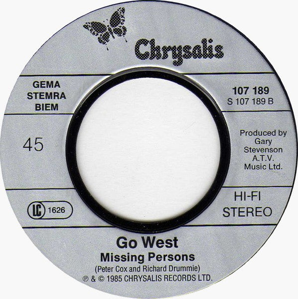 Go West - We Close Our Eyes Vinyl Singles Vinyl Very Good (VG) <br> Hoes Generic