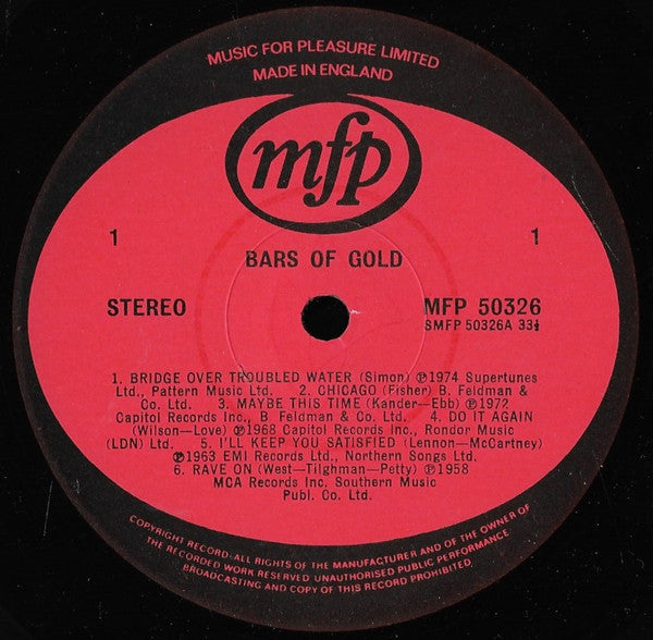 Various - Bars Of Gold (LP) Vinyl LP Dubbel Vinyl Very Good (VG) <br> Hoes Good Plus (G+)