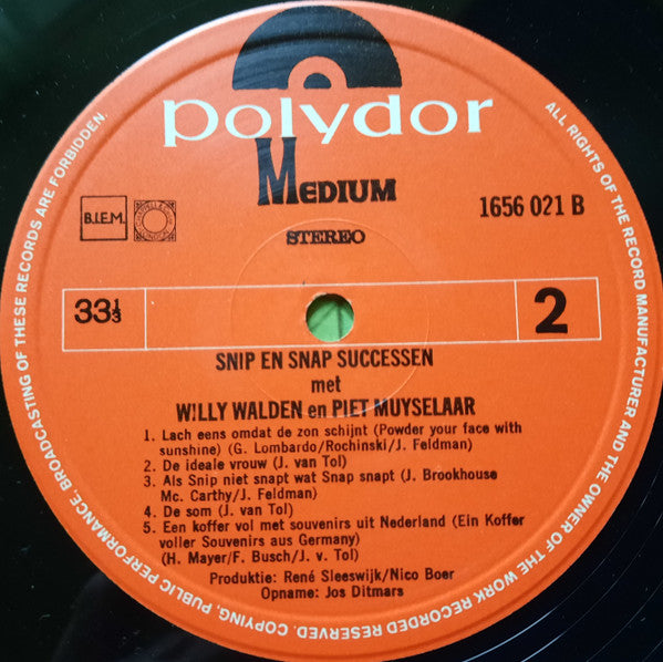 Snip & Snap - Successen (LP) Vinyl LP Vinyl Very Good (VG) <br> Hoes Good Plus (G+)