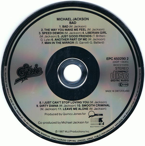 Michael Jackson - Bad (CD) Compact Disc Goede Staat