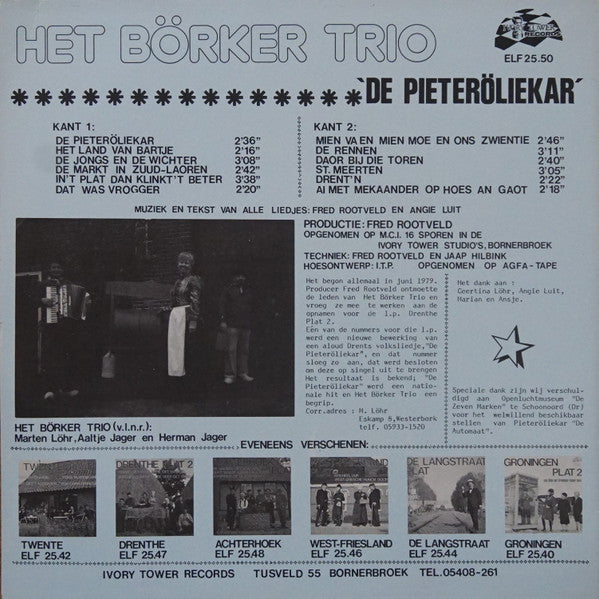Börker Trio - De Pieteröliekar (LP) Vinyl LP Vinyl Very Good (VG) <br> Hoes Good Plus (G+)