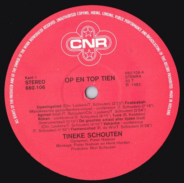 Tineke Schouten - Op En Top Tien (LP) Vinyl LP Vinyl Very Good (VG) <br> Hoes Good Plus (G+)