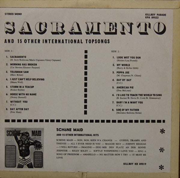 Unknown Artist - Sacramento And ** Other International Hits (LP) Vinyl LP Vinyl Very Good (VG) <br> Hoes Good Plus (G+)