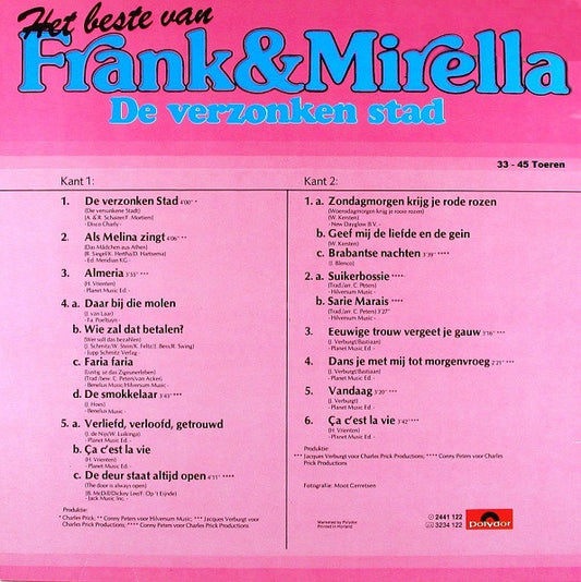 Frank & Mirella - Het Beste Van Frank & Mirella - De Verzonken Stad (LP) Vinyl LP Vinyl Zeer Goed / Hoesje Goed "VINYLSINGLES.NL"