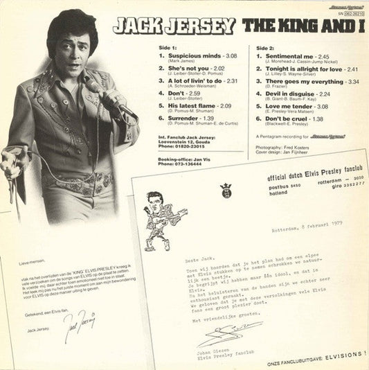 Jack Jersey - The King And I (LP) Vinyl LP Vinyl Zeer Goed / Hoesje Goed "VINYLSINGLES.NL"