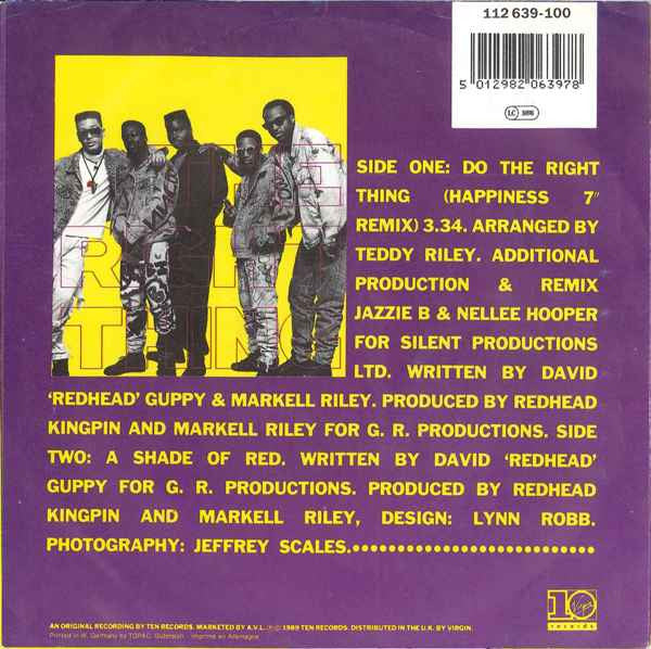 Redhead Kingpin And FBI - Do The Right Thing Vinyl Singles Vinyl Very Good (VG) <br> Hoes Good Plus (G+)