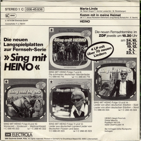 Heino - Maria-Linda Vinyl Singles Vinyl Goed / Hoes Redelijk