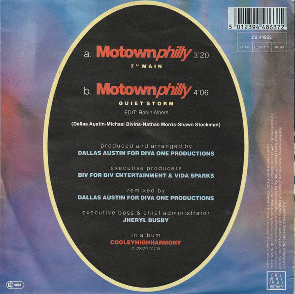 Boyz II Men - Motownphilly Vinyl Singles Vinyl Very Good (VG) <br> Hoes Good Plus (G+)