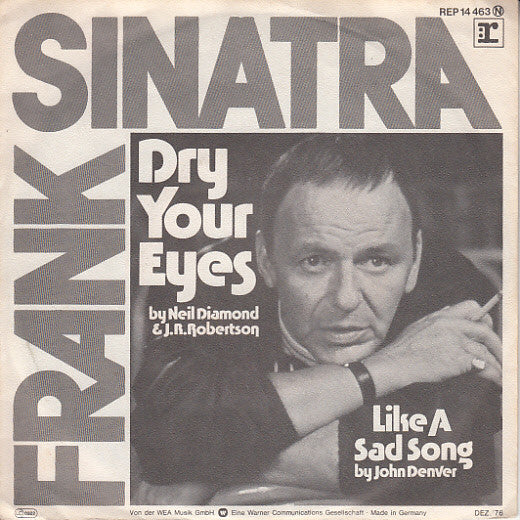 Frank Sinatra - Dry Your Eyes Vinyl Singles Vinyl Very Good (VG) <br> Hoes Good Plus (G+)