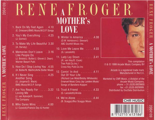 René Froger - A Mother's Love (CD) 71126 Compact Disc Goede Staat "VINYLSINGLES.NL"