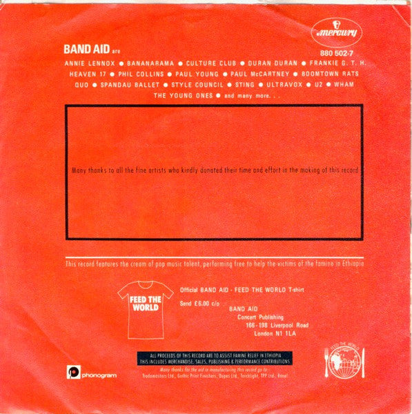 Band Aid - Do They Know It's Christmas? Vinyl Singles Vinyl Very Good (VG) <br> Hoes Good Plus (G+)