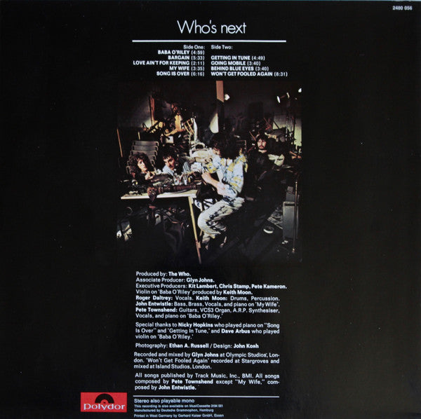 Who - Who's Next (LP) Vinyl LP Vinyl Very Good (VG) <br> Hoes Good Plus (G+)
