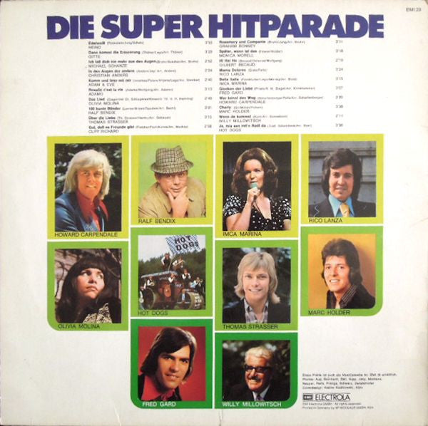 Various - Die Super Hitparade (20 Stars-20 Schlager Alles Originale) (LP) Vinyl LP Vinyl Very Good (VG) <br> Hoes Good Plus (G+)
