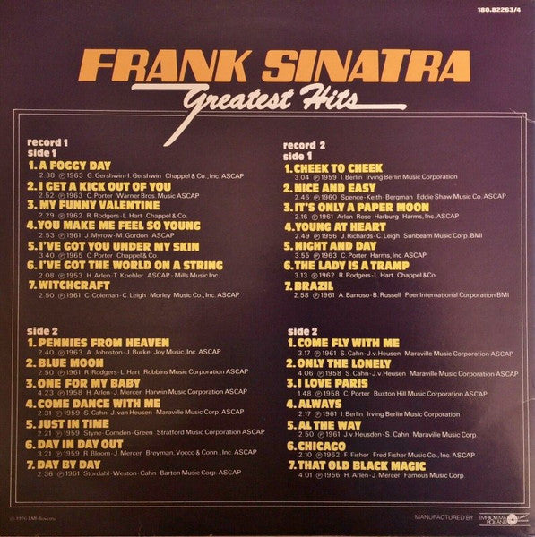 Frank Sinatra - Frank Sinatra Greatest Hits (LP) Vinyl LP Dubbel Vinyl Very Good (VG) <br> Hoes Good Plus (G+)