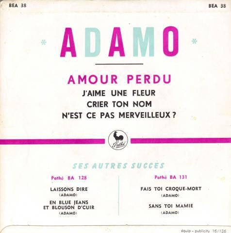 Adamo - Amour Perdu Vinyl Singles EP Media VG+ / Sleeve G+