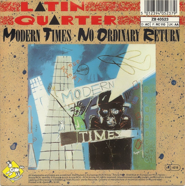 Latin Quarter - Modern Times Vinyl Singles Vinyl Very Good (VG) <br> Hoes Good Plus (G+)