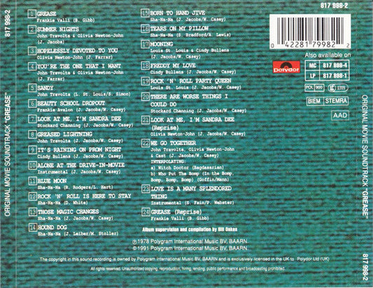Various - Grease (The Original Soundtrack From The Motion Picture) (CD) Compact Disc Goede Staat "VINYLSINGLES.NL"