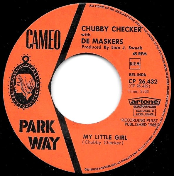 Chubby Checker With De Maskers - Baby, Baby, Balla, Balla!!! Vinyl Singles Vinyl Very Good (VG) <br> Hoes Generic