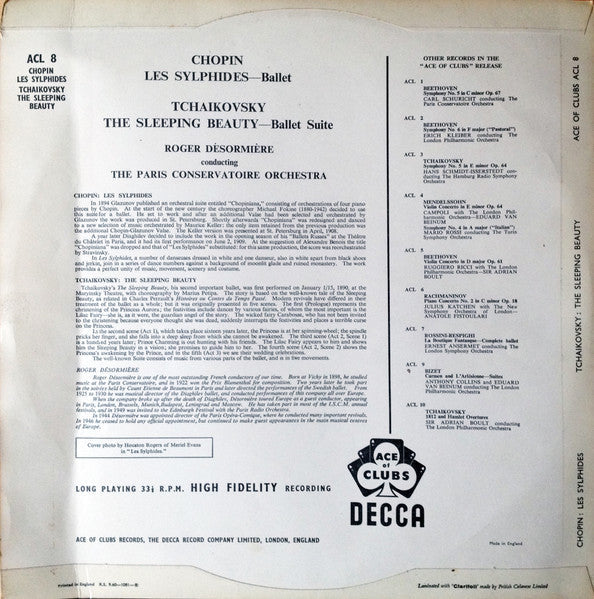 Frédéric Chopin, Pyotr Ilyich Tchaikovsky - Les Sylphides (LP) Vinyl LP Vinyl Very Good (VG) <br> Hoes Good Plus (G+)