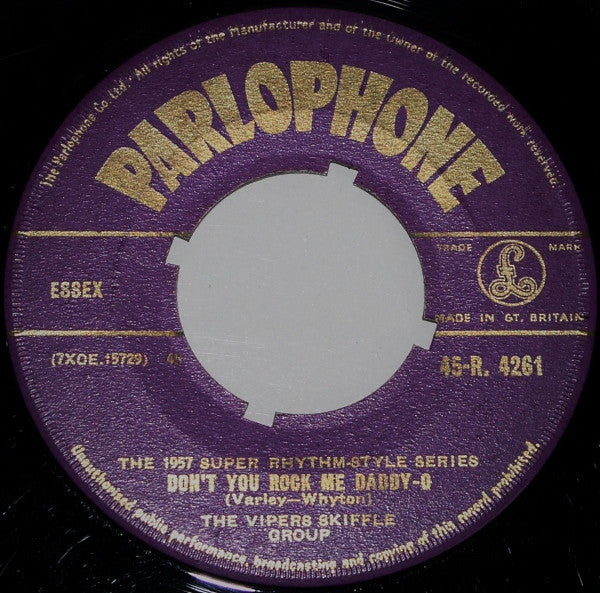 Vipers Skiffle Group - Don't You Rock Me Daddy-O Vinyl Singles Vinyl Very Good (VG) <br> Hoes Good Plus (G+)