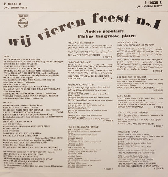 Various - Wij Vieren Feest No. * (**") Vinyl LP 10" Vinyl Very Good (VG) <br> Hoes Good Plus (G+)