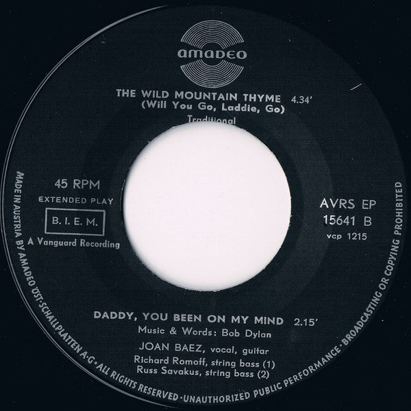 Joan Baez - Joan Baez Vinyl Singles EP Vinyl Goed / Hoes Generic