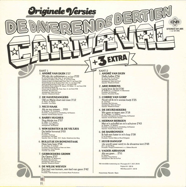 Various - De Daverende Dertien Carnaval + * Extra (LP) Vinyl LP Vinyl Very Good (VG) <br> Hoes Good Plus (G+)