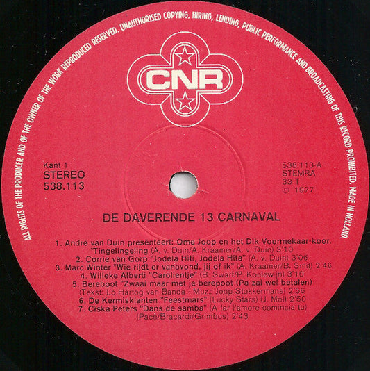 Various - De Daverende Dertien Carnaval (LP) Vinyl LP Vinyl Zeer Goed / Hoesje Goed "VINYLSINGLES.NL"
