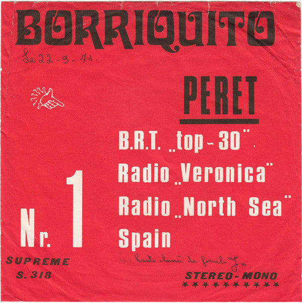 Peret - Borriquito Vinyl Singles Vinyl Very Good (VG) <br> Hoes Good Plus (G+)