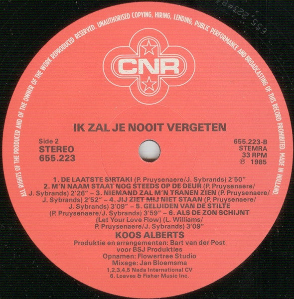 Koos Alberts - Ik Zal Je Nooit Vergeten (LP)