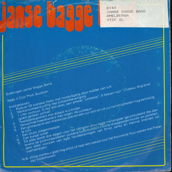 Janse Bagge Bend - De Mek 42761 Vinyl Singles Vinyl Very Good (VG) <br> Hoes Good Plus (G+)