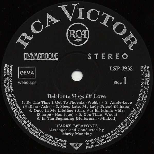 Harry Belafonte - Belafonte Sings Of Love (LP) Vinyl LP