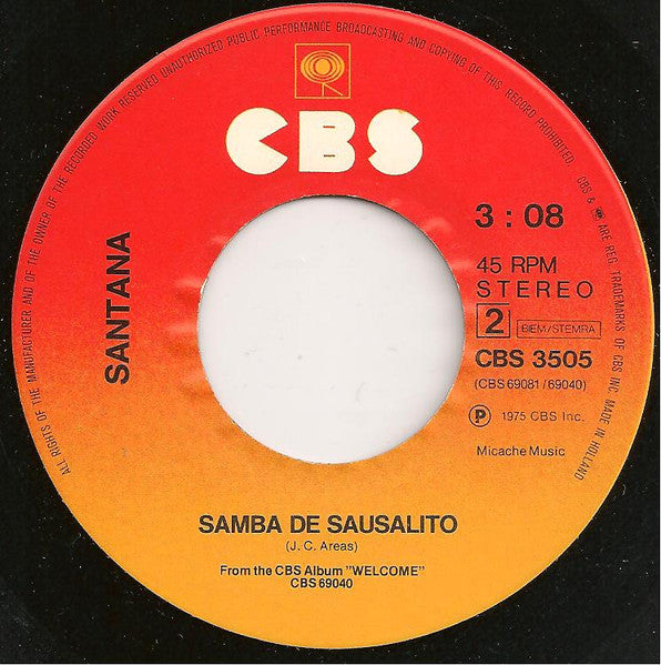 Santana - Everybody's Everything Vinyl Singles Vinyl Very Good (VG) <br> Hoes Generic