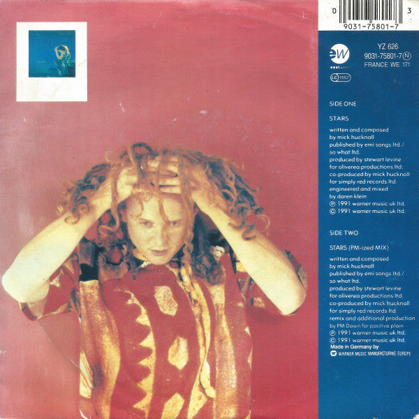 Simply Red - Stars Vinyl Singles Vinyl Very Good (VG) <br> Hoes Good Plus (G+)