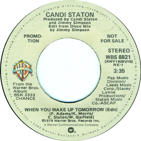 Candi Staton - When You Wake Up Tomorrow (Edit) Vinyl Singles Vinyl Very Good (VG) <br> Hoes Generic